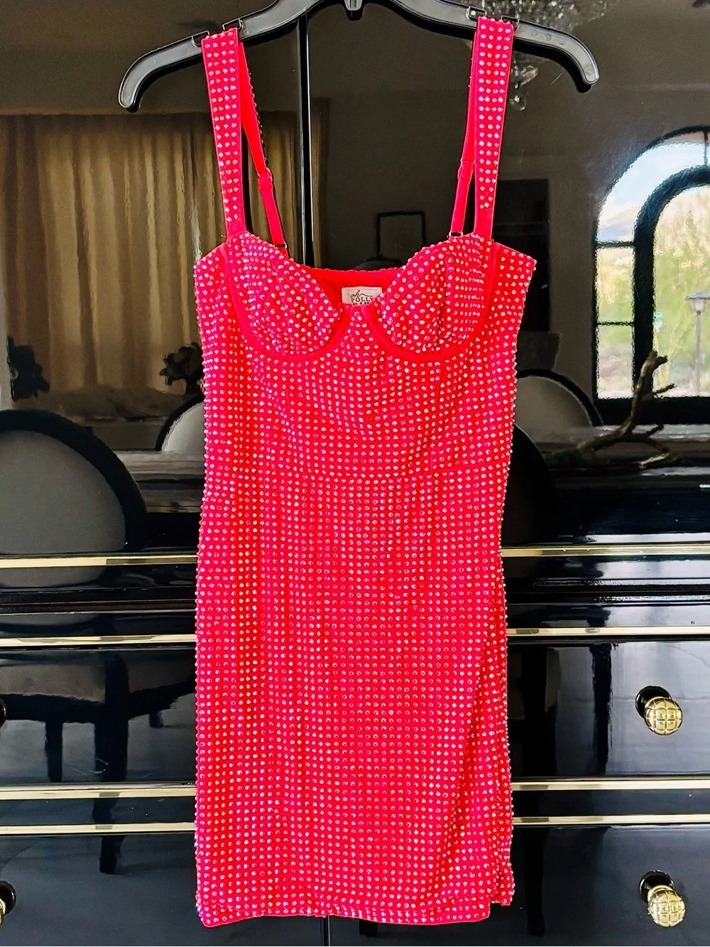 Oh Polly Ines Fire Red Embellished Sweetheart Corset Mini Homecoming Dress - Picture 2 of 15